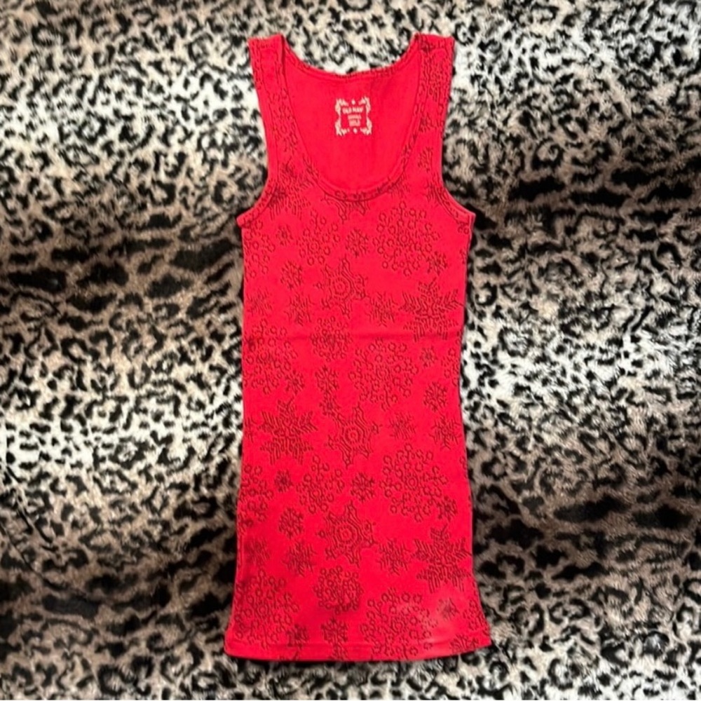 Old Navy Red Snowflake Tank size XS